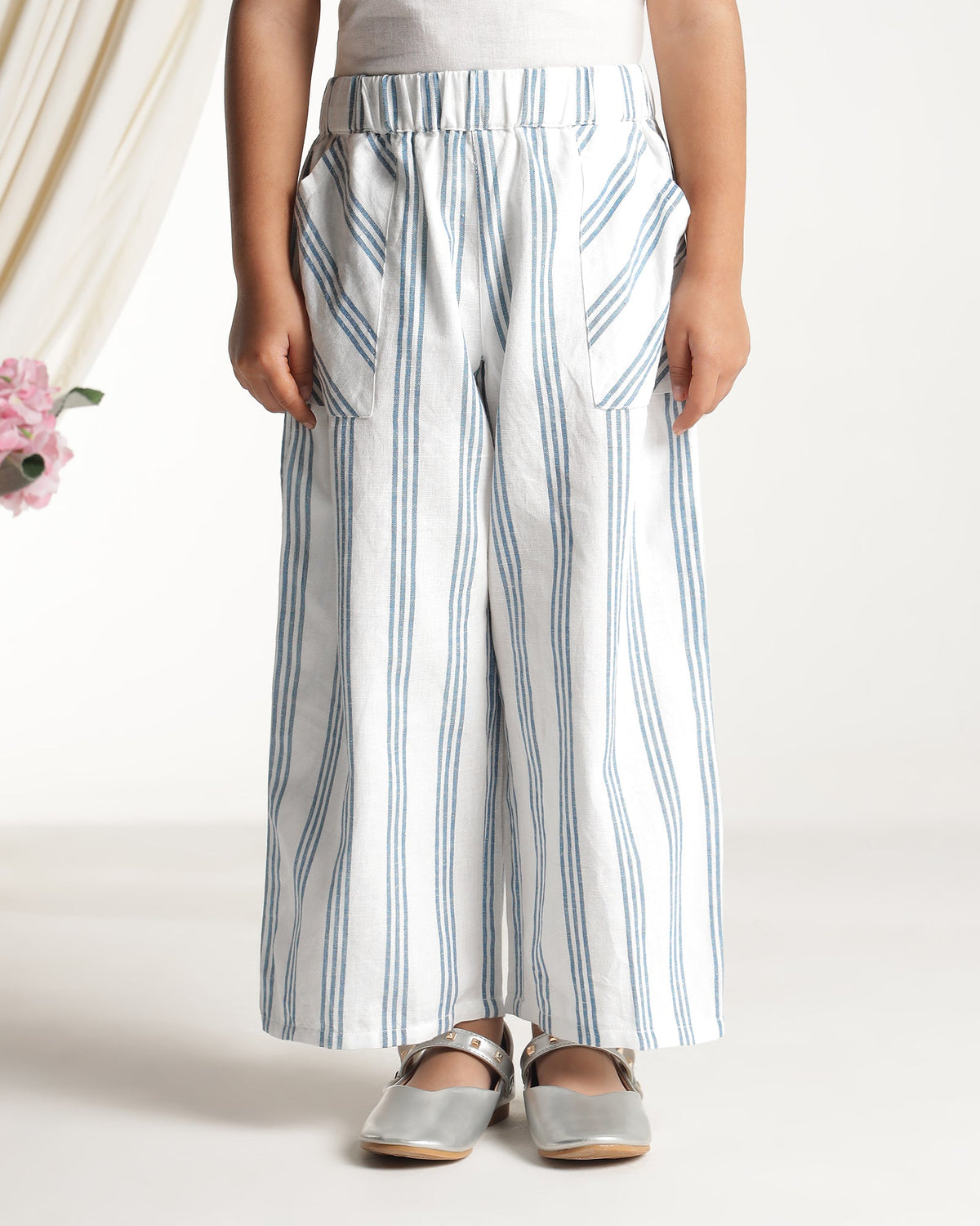 Girls Striped Wide Leg Pants