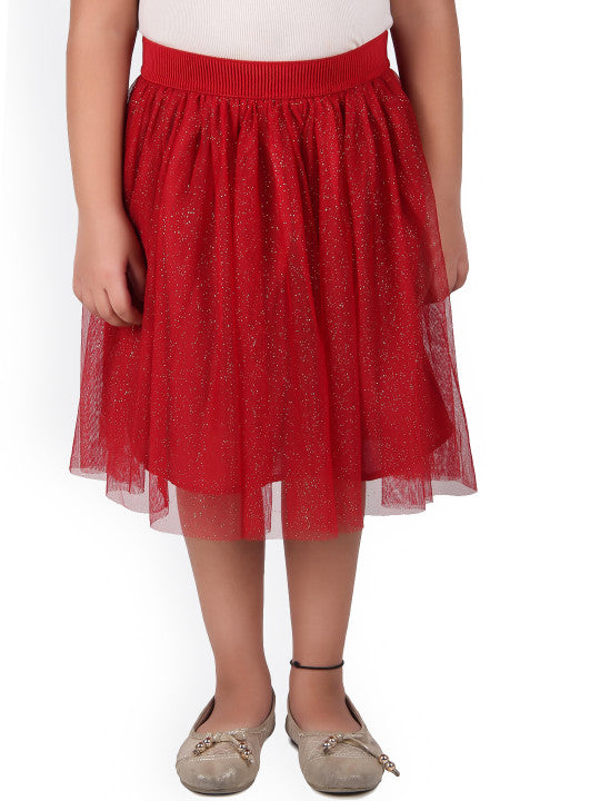 Girls Shimmer Net Mini Skirt