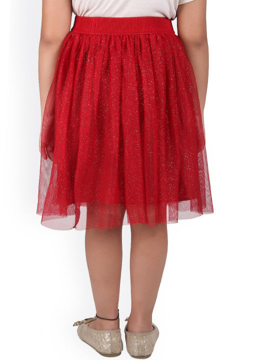 Girls Shimmer Net Mini Skirt