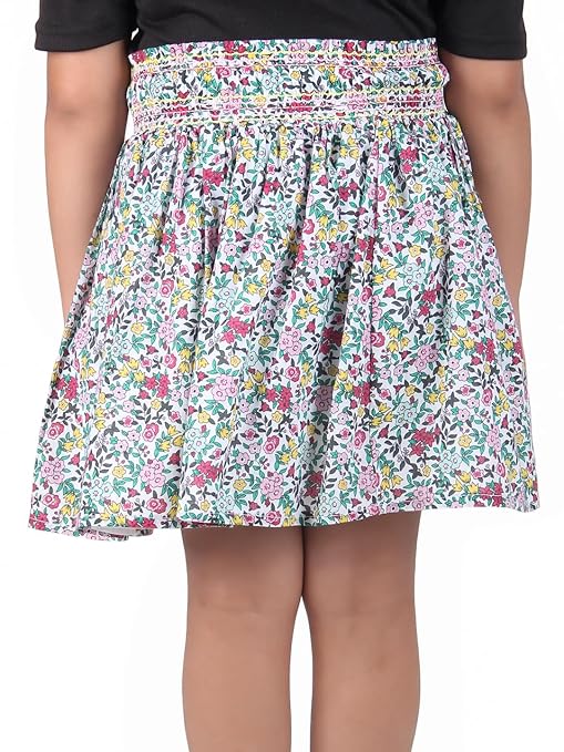 Girls Floral Elasticated Mini Skirt