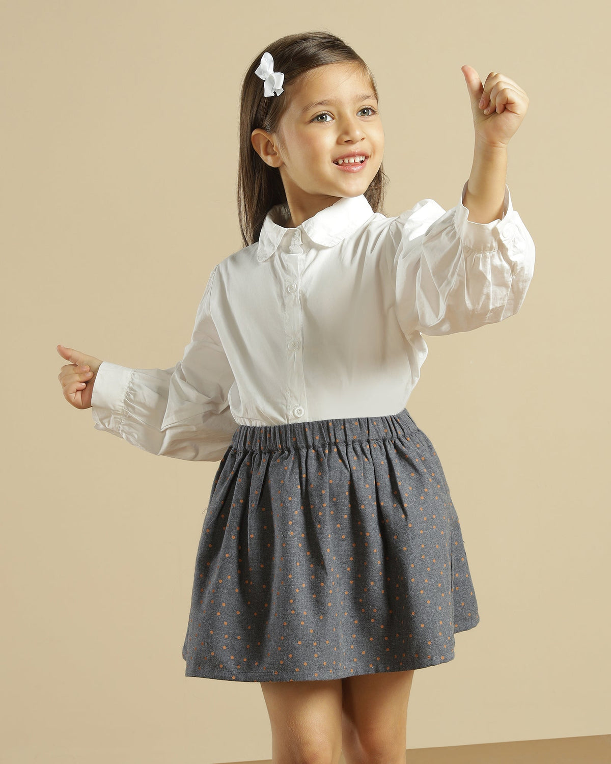 Girls Polka Dot Flared Mini Skirt for Casual Wear