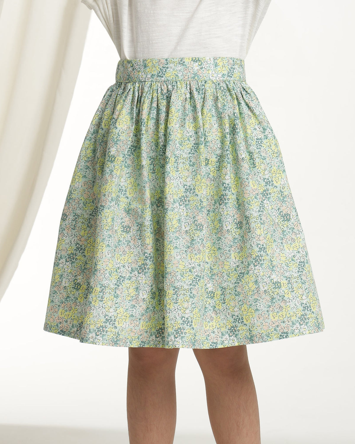 Girls Pastel Floral Mini Skirt