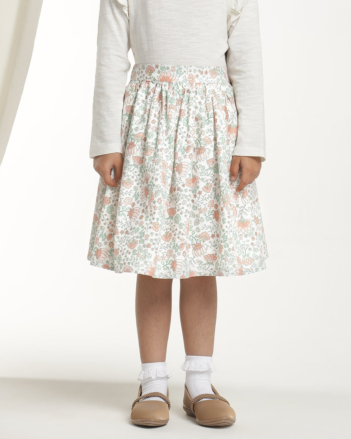 Girls Pastel Printed Flare Skirt