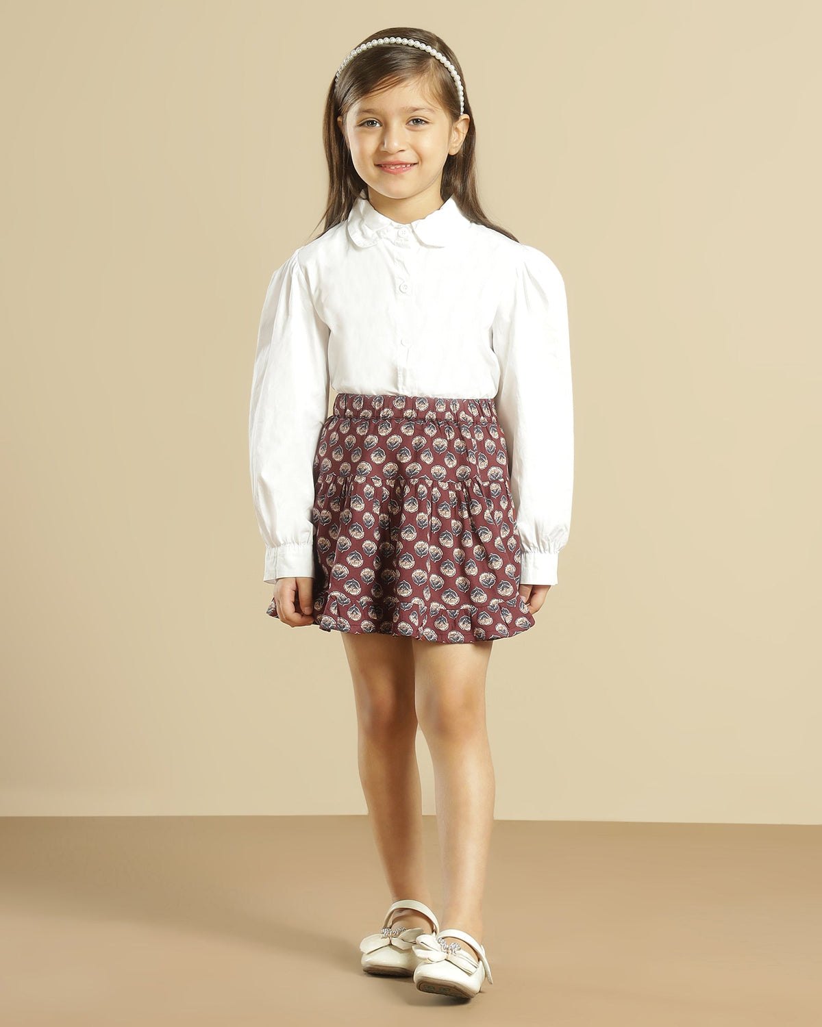Girls Printed Flared Mini Skirt for Casual Wear