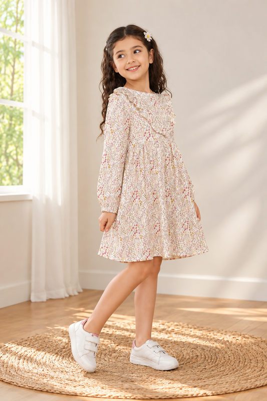 Girls White Floral Dress